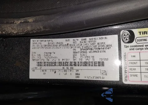 2019 Ford Fiesta Se из США, поврежденный, VIN 3FADP4BJ1KM143247